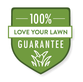 A Mainely Grass shield representing loving your lawn and loving your lawn care job.
